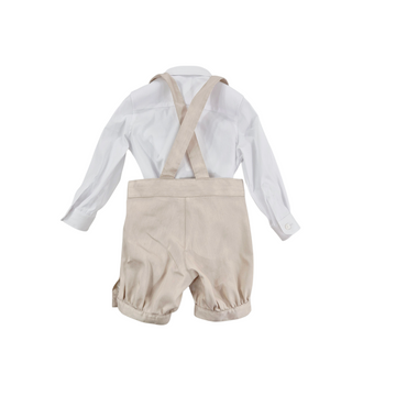 Completo camicia + salopette +papillon Beige
