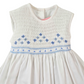 Abito neonata in cotone ricamo punto smock