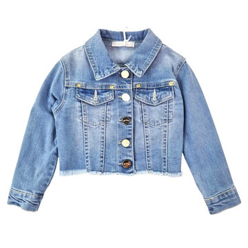 Giubbino Girl Jeans corto con frangia