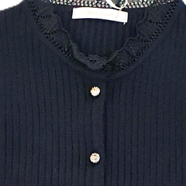 Cardigan Bambina a costine con pizzo