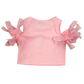 T-shirt Girl corta con strass e fiocchi