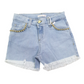 Shorts bimba jeans con gioiello