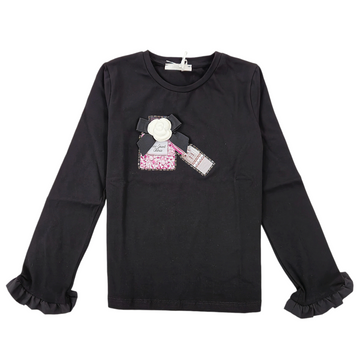 T-shirt bimba con fiocchetto e rosa