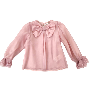 Blusa Bambina in organza con fiocco