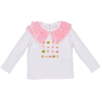 T-shirt Bambina con collo tulle