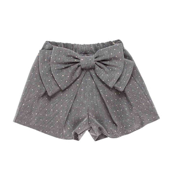 Shorts Bimba con strass e maxi fiocco