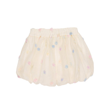 Shorts Bimba in organza con ricamo rose