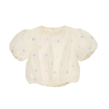 Blusa Bimba in organza con ricamo rose