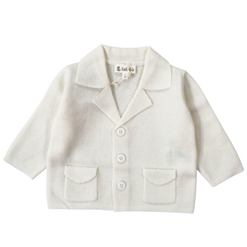 Cardigan cerimonia neonato in filo lana misto