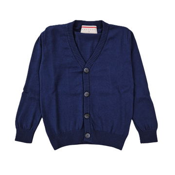 Cardigan in filo cotone bimbo con logo ricamato