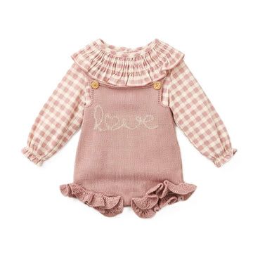Completo neonata camicia e salopette