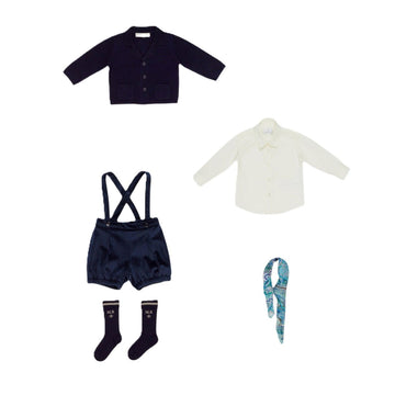 Completo Baby con salopette foulard