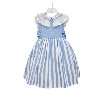 Abito Bambina con ricamo punto smock celeste