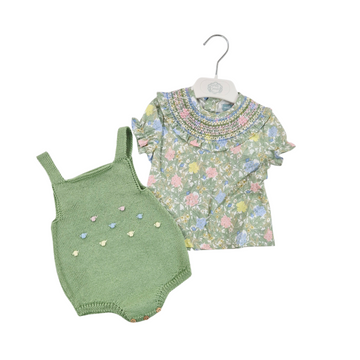 Pagliaccetto + camicia con ricamo punto smock