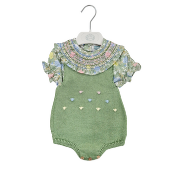 Pagliaccetto + camicia con ricamo punto smock