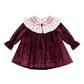 Abito Bimba in velluto raso e punto smock