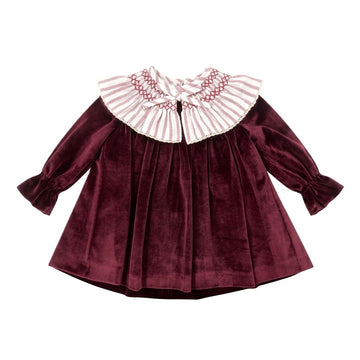 Abito Bimba in velluto raso e punto smock