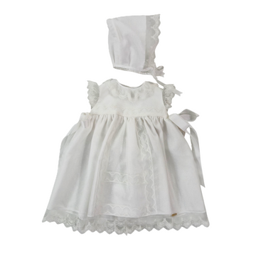 Vestito battesimo in organza plumetis e pizzo
