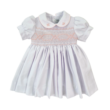 Abito Bimba cerimonia punto smock rosa