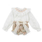 Completo Bimba con collo camicia punto smock