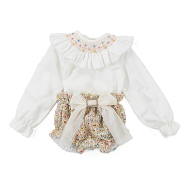 Completo Bimba con collo camicia punto smock