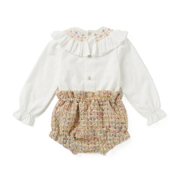 Completo Bimba con collo camicia punto smock