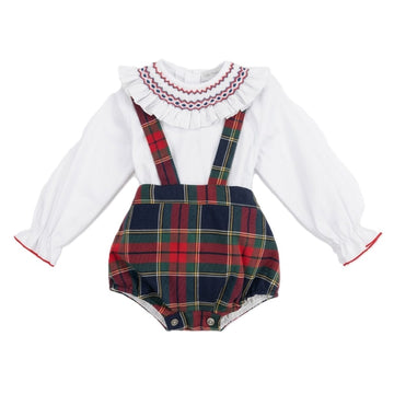 Completo check scozzese collo punto smock