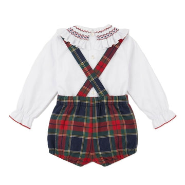 Completo check scozzese collo punto smock