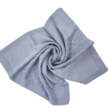 Copertina in lana con treccia punto smock