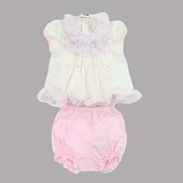 Completo neonata cotone jersey con rouches