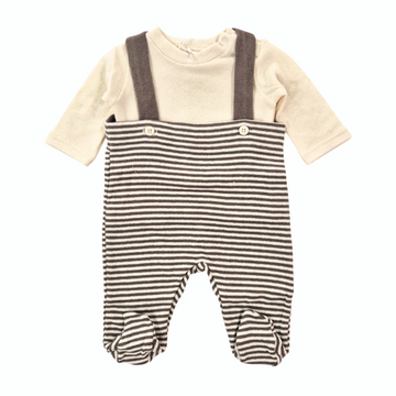 Completo neonato shirt + salopette a righe