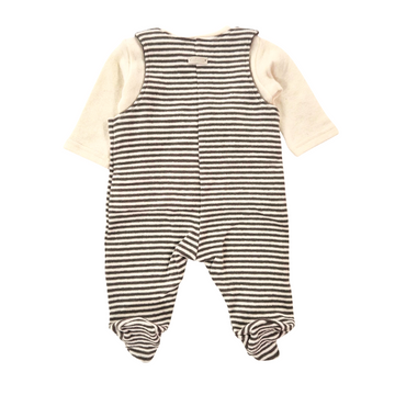 Completo neonato shirt + salopette a righe