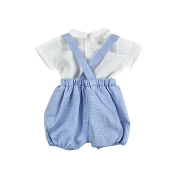 Salopette neonato + camicia misto lino