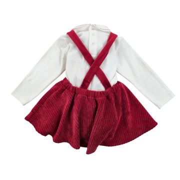 Completo neonata body + salopette rossa