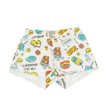 Shorts bambina stampa pop corn