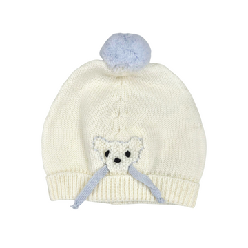 Cappellino Pon neonato pura lana con ricamo