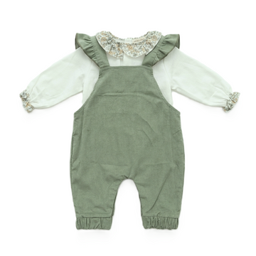 Salopette + blusa neonata in cotone velluto