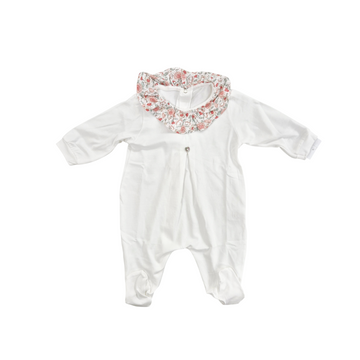 Tutina in cotone jersey collo floreale