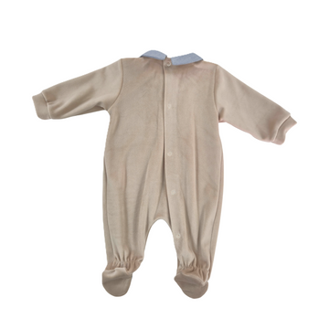 Tutina neonato ciniglia collo celeste