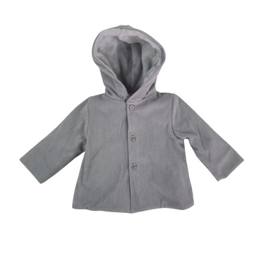 Cappottino velluto neonato con cappuccio a coste