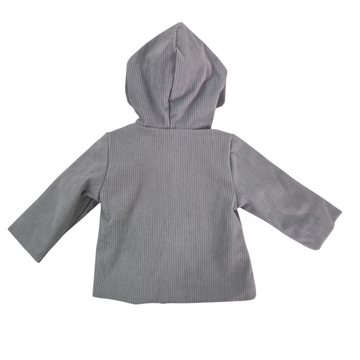Cappottino velluto neonato con cappuccio a coste