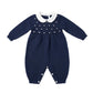 Set Nascita neonato lana punto smock Blù