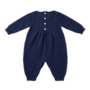 Set Nascita neonato lana punto smock Blù