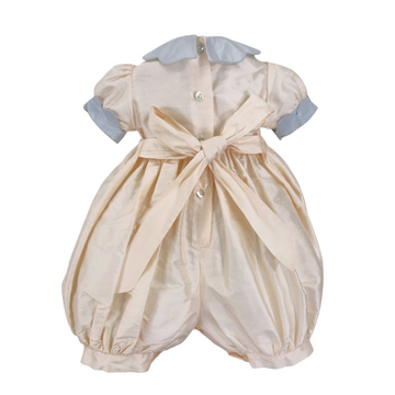 Pagliaccetto punto smock Battesimale in seta
