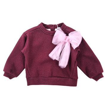 Felpa Bimba in lurex con fiocco