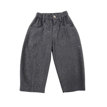 Pantalone Bambina Grigio con strass