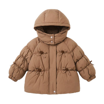 Piumino Bimba con cappuccio e fiocchetti