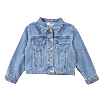 Giubbino Bimba jeans bottoni in madreperla