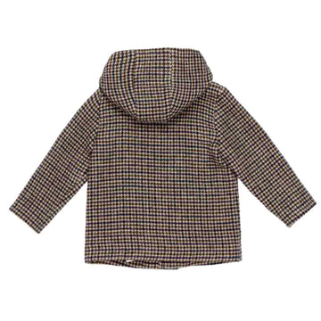 Cappotto baby in pied de poul con cappuccio
