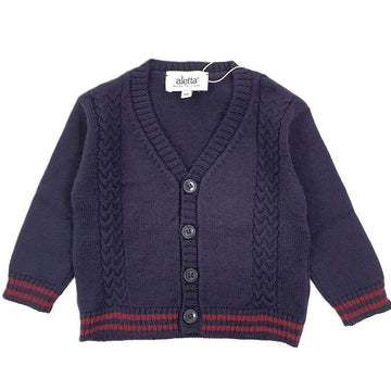 Cardigan misto lana con treccia